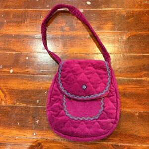 Vintage 1970’s Funky Chunk Boho Magenta  Quilted Shoulder Bag